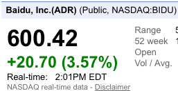Baidu al rialzo in borsa