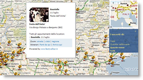 concerto baustelle a Bergamo sulle mappe Live