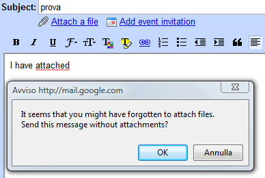 Ti sei scordato di allegare il file