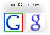 La vecchia e la nuova favicon di Google