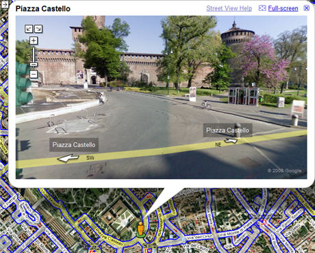 Il Castello Sforzesco visto su Google Street View