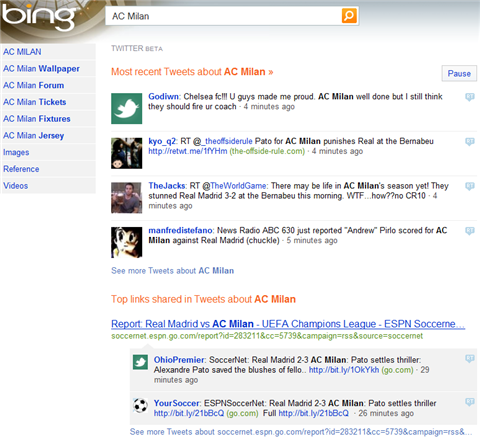 twitter bing ac milan