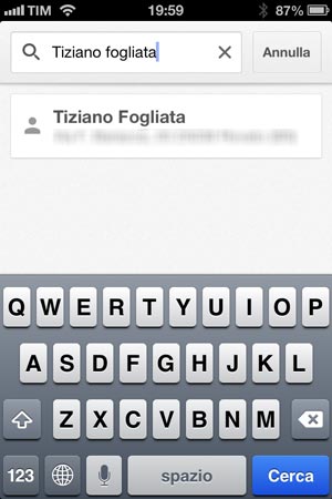 Ricerca di un contatto sull'app di Google Maps