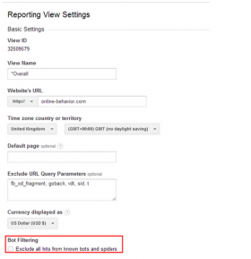 filtrare bot e spider su Analytics