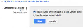 modalitàƒÆ’à‚Â  di corrispondenza delle parole chiave su AdWords