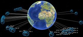 Posizione dei satelliti geostazionari Astra intorno al pianeta Terra