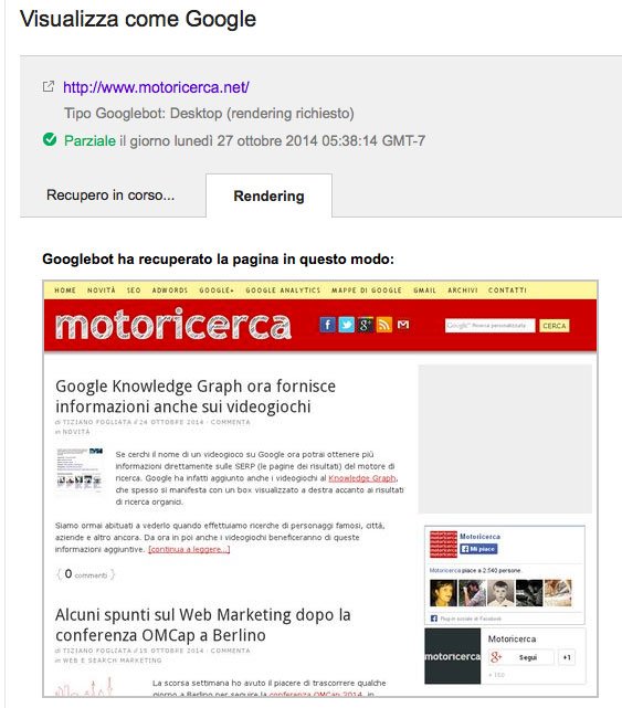 Visualizza una pagina web come Google